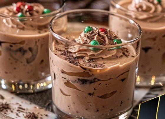 CHRISTMAS CHOCOLATE KAHLUA & BAILEY’S PUDDING SHOTS prepared at home with simple ingredients and clear steps.