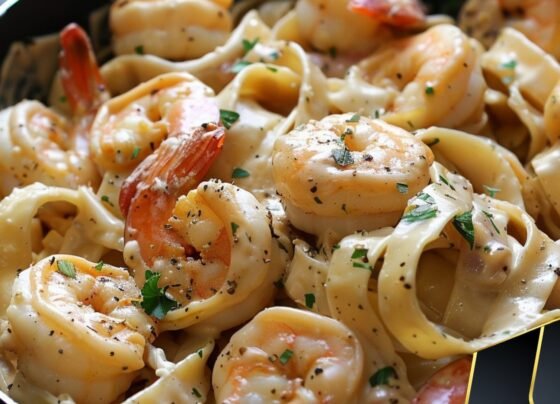 One Pan Shrimp Fettuccine Alfredo prepared at home with simple ingredients and clear steps.