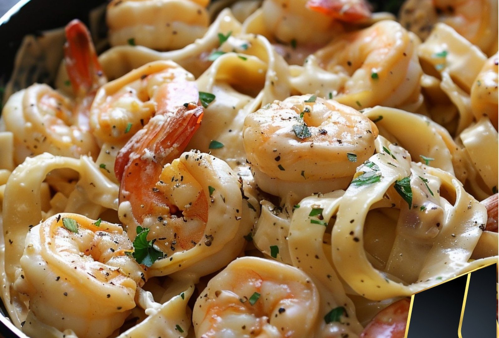 One Pan Shrimp Fettuccine Alfredo