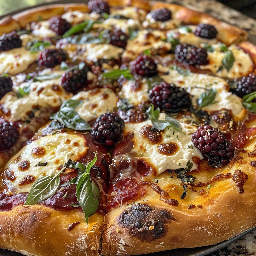 Blackberry Basil Ricotta Pizza