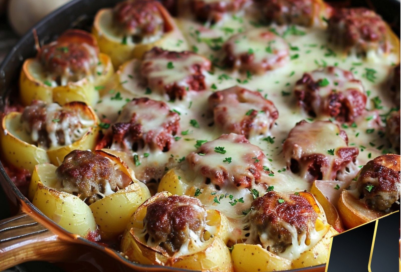 Boil Potatoes And Slice Them. Arrange With Meatballs And Cheese And Bake For A Delicious French Treat