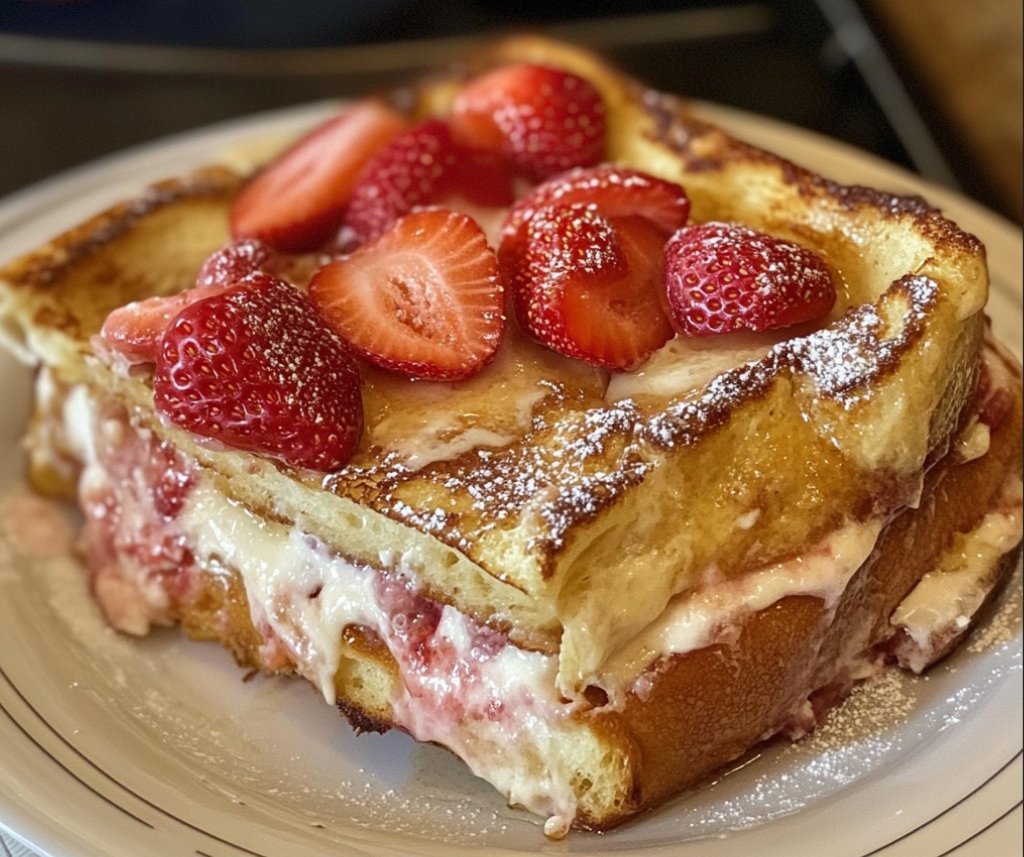 Strawberry Cream Cheese Stuffed French Toast Bake