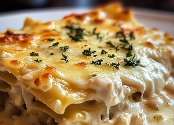 Enjoy the rich and creamy White Cheese Chicken Lasagna