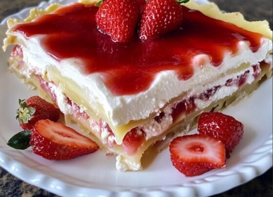 No-Bake Strawberry Jello Lasagna prepared at home with simple ingredients and clear steps.