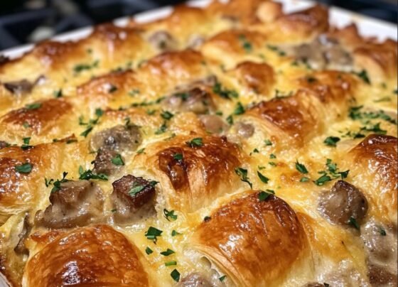 Overnight Croissant Breakfast Casserole Bake with Gravy prepared at home with simple ingredients and clear steps.