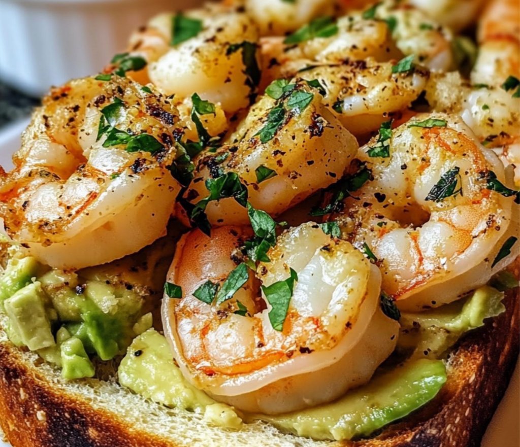Shrimp and Avocado Garlic Bread