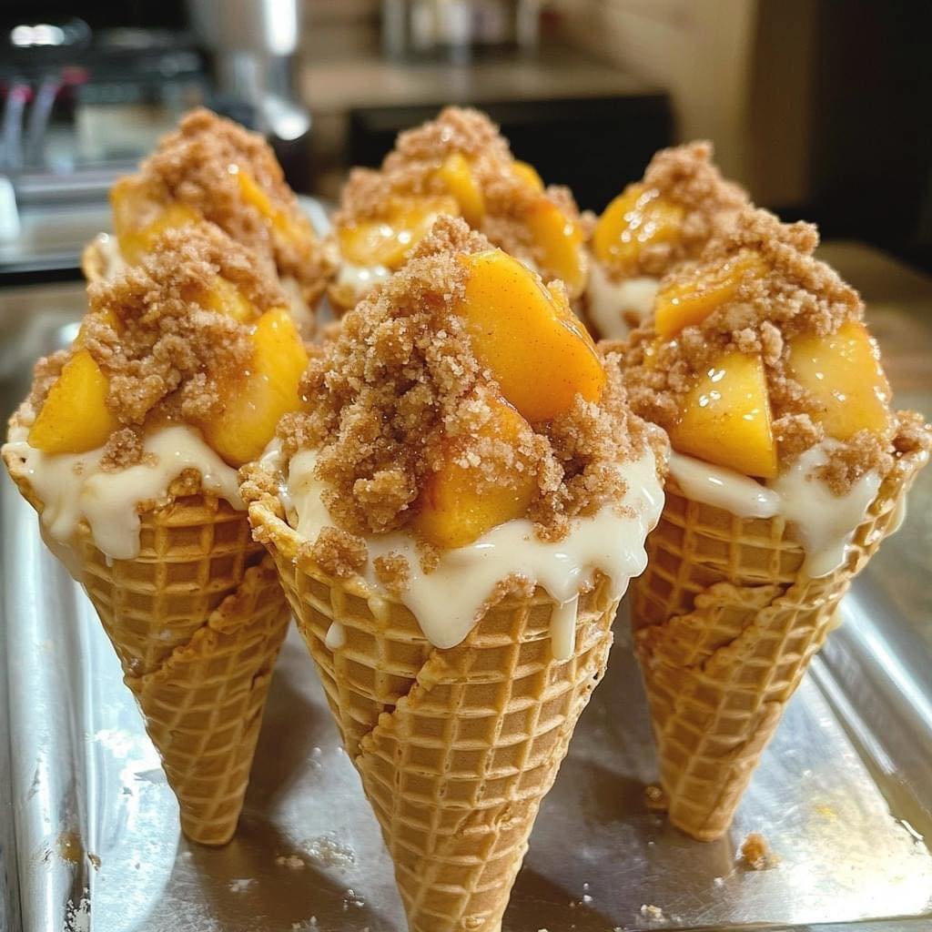 Peach Cobbler Cheesecake Cones