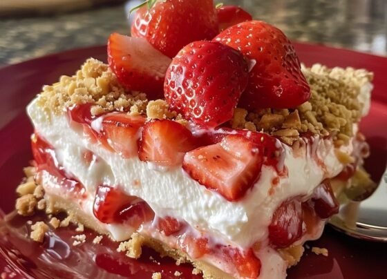 Layered Strawberry Cheesecake Lasagna with Graham Cracker Crust prepared at home with simple ingredients and clear steps.