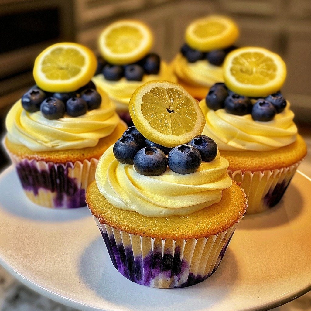 Zesty Lemon Blueberry Cupcakes with Creamy Lemon Frosting
