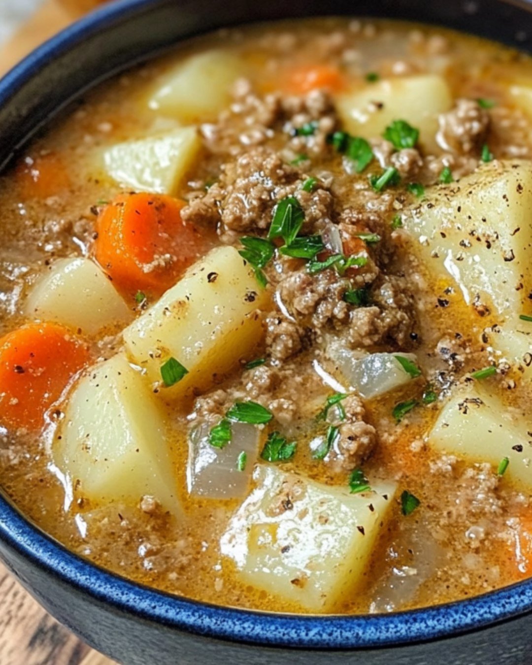 Hearty Potato Soup with Ground Beef and Gouda
