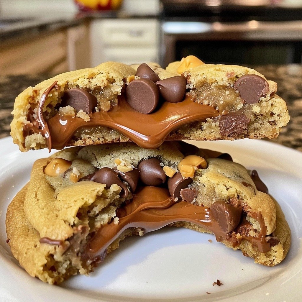 Reese’s Stuffed Peanut Butter Chocolate Chip Cookies