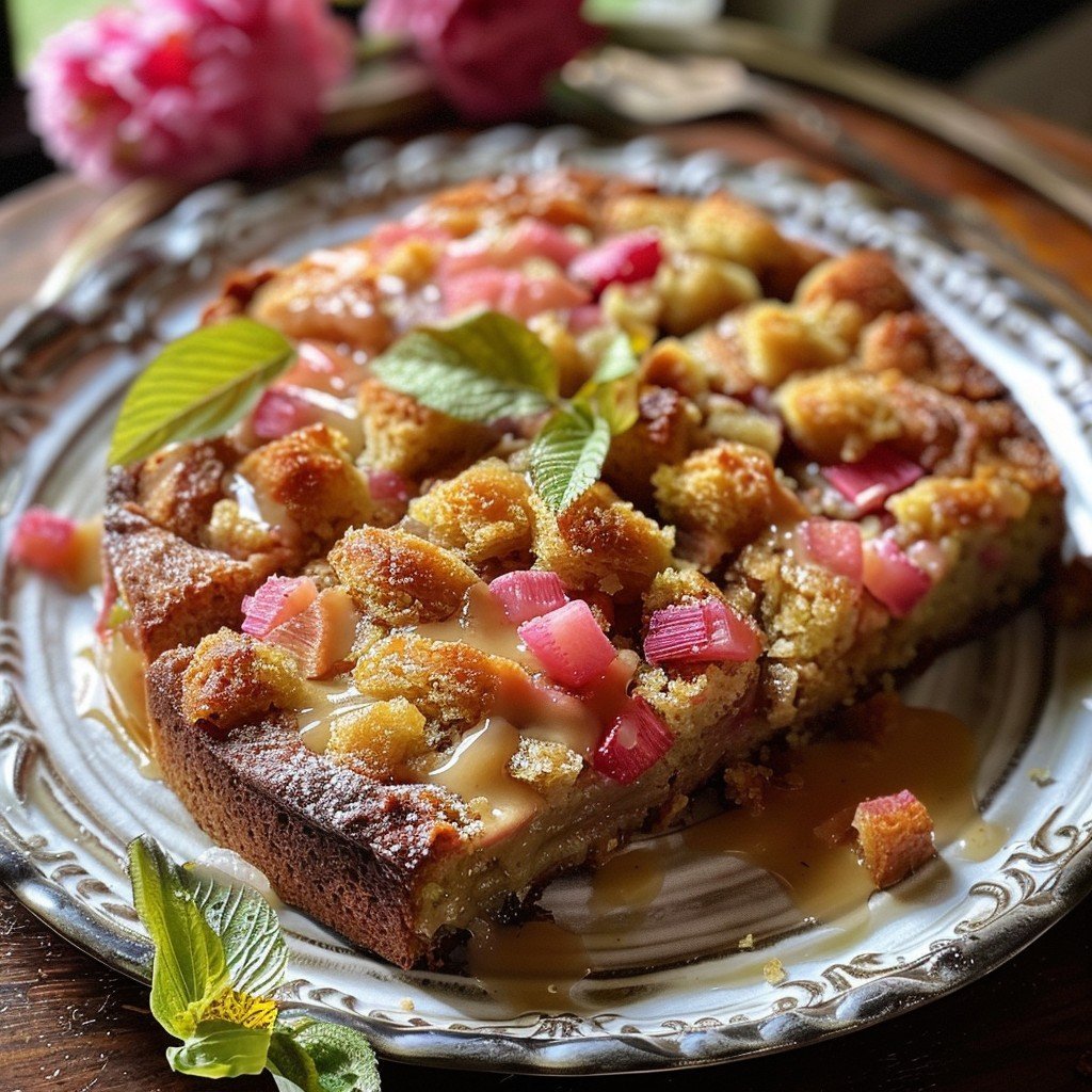 Rhubarb Cake with Butter Sauce