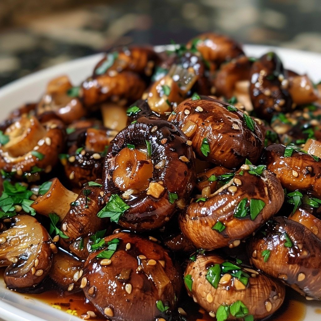 Balsamic Soy Roasted Garlic Mushrooms