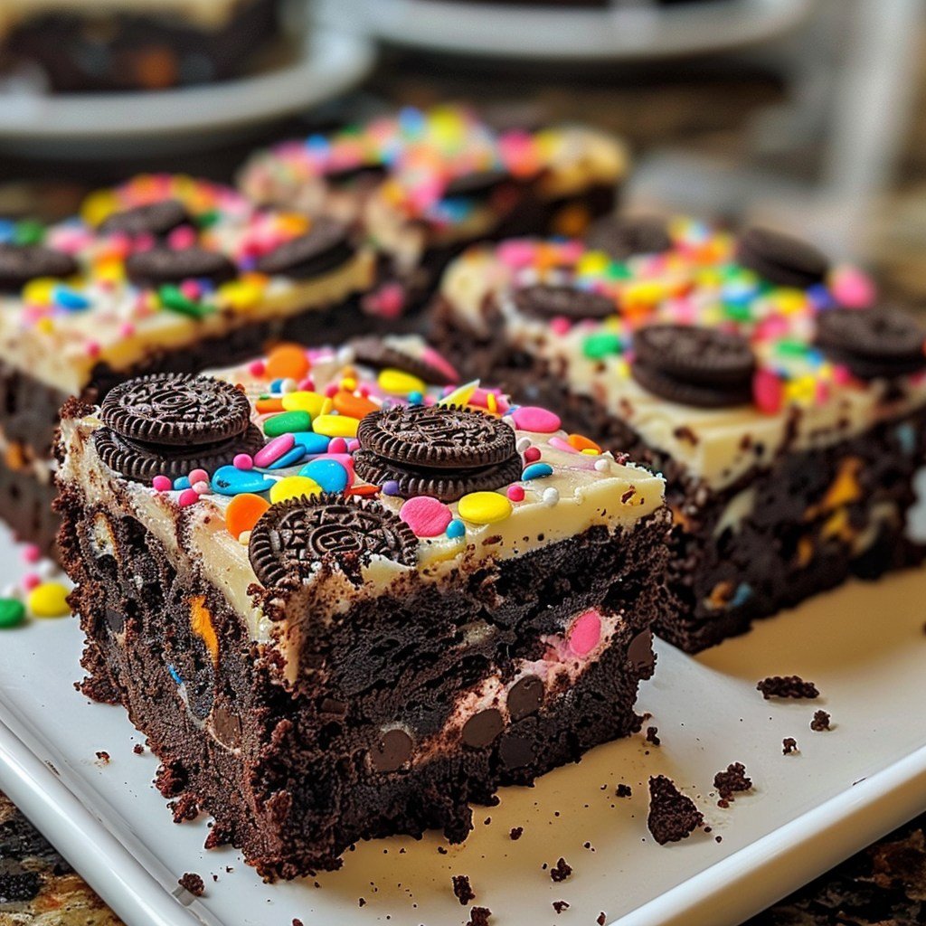 Decadent Birthday Cake Oreo Fudge Brownies