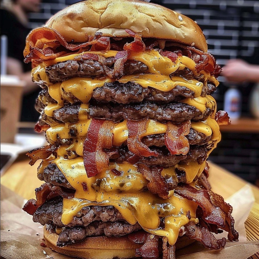 Towering Bacon Cheeseburger