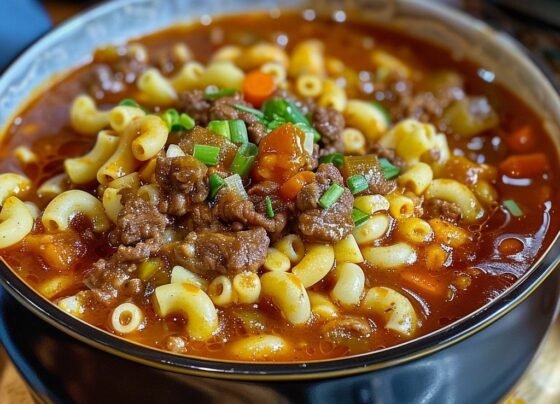 Here's a hearty recipe for Beef Macaroni Soup : prepared at home with simple ingredients and clear steps.