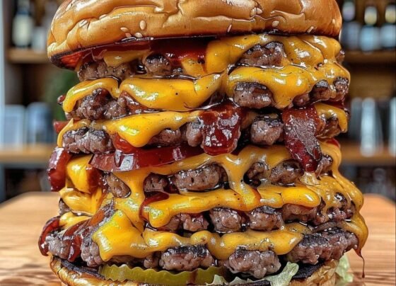 Colossal Stacked Cheeseburger prepared at home with simple ingredients and clear steps.