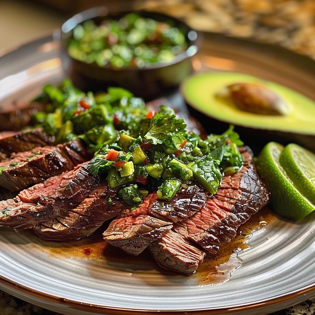 Skirt Steak with Avocado Chimichurri
