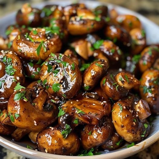 Balsamic Soy Roasted Garlic Mushrooms