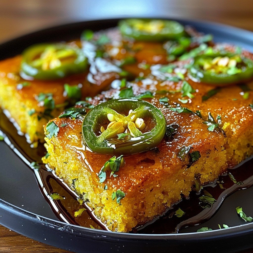 Spicy Jalapeño Cornbread Drizzled with Sweet Lime Honey