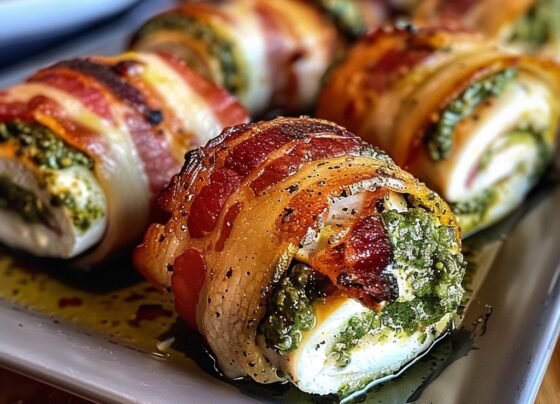 Bacon-Wrapped Pesto Chicken Rolls prepared at home with simple ingredients and clear steps.