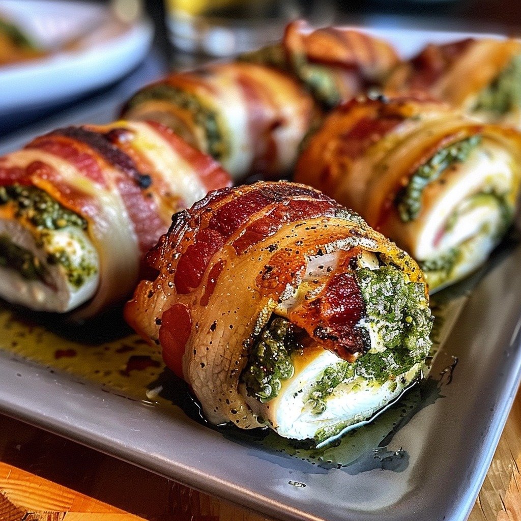 Bacon-Wrapped Pesto Chicken Rolls