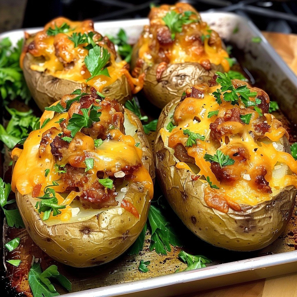 Stuffed Baked Potatoes with Smoky Sausage and Cheese