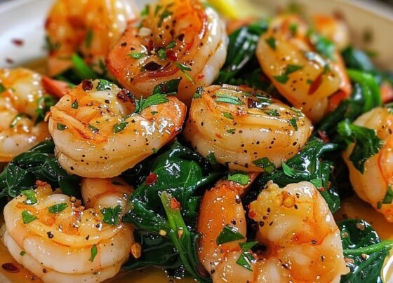 Garlic Butter Shrimp with Sautéed Spinach prepared at home with simple ingredients and clear steps.