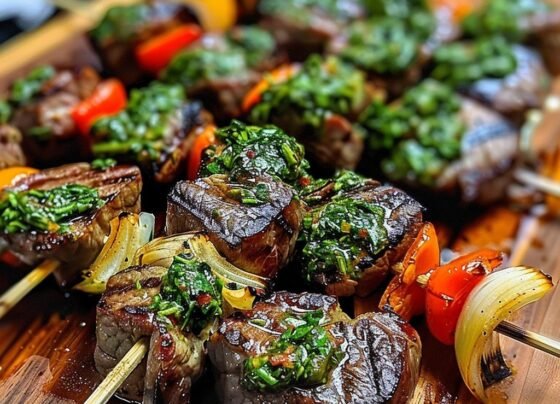 Here’s the recipe for Skewers Surf & Turf Meets Chimichurri : prepared at home with simple ingredients and clear steps.