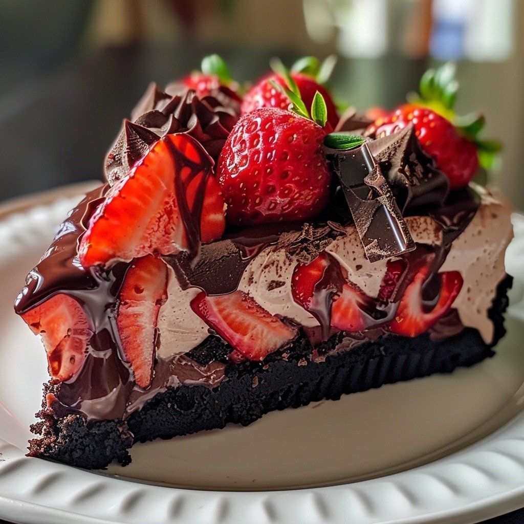 Classic Chocolate Strawberry Cheesecake