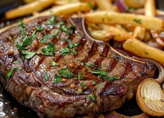 Ribeye Steak with French Onions and French Fries prepared at home with simple ingredients and clear steps.