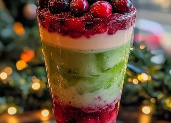 Festive Red and Green Christmas Mocktail prepared at home with simple ingredients and clear steps.