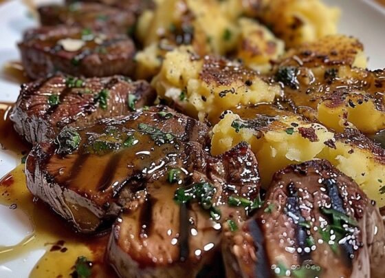 Garlic Butter Steak Bites & Cheesy Smashed Potatoes prepared at home with simple ingredients and clear steps.