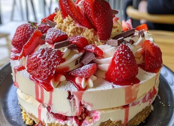 Decadent White Chocolate Strawberry Cheesecake prepared at home with simple ingredients and clear steps.