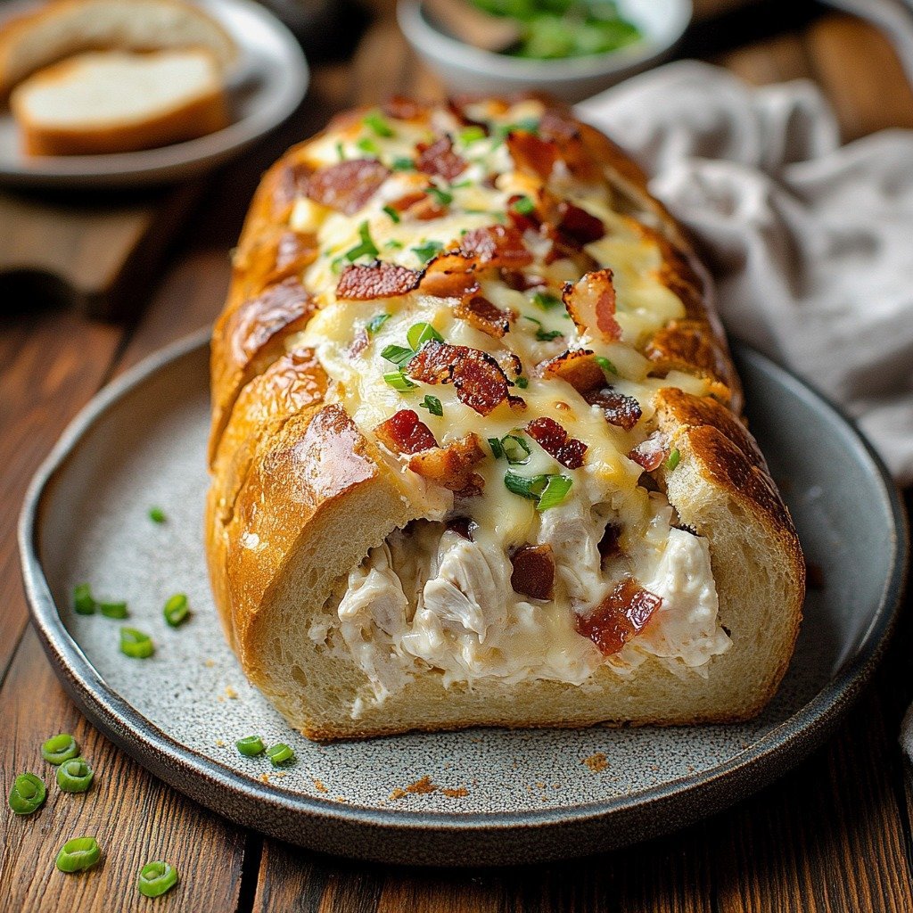 Savory Chicken Bacon Ranch Stuffed Bread
