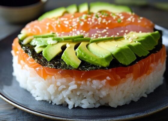 Avocado Sushi Cake Recipe prepared at home with simple ingredients and clear steps.