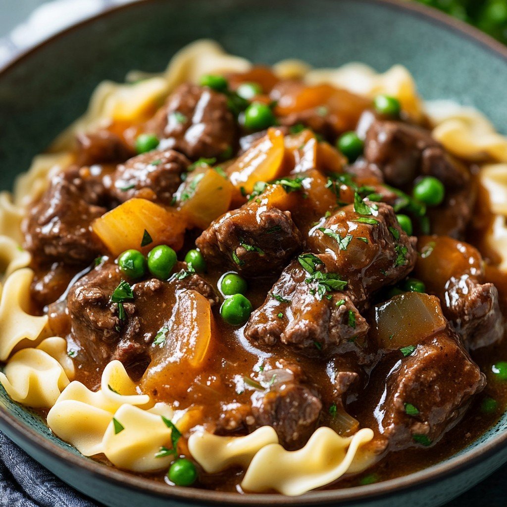 Tremendous Crockpot Beef Tips & Noodles Comfort Dish