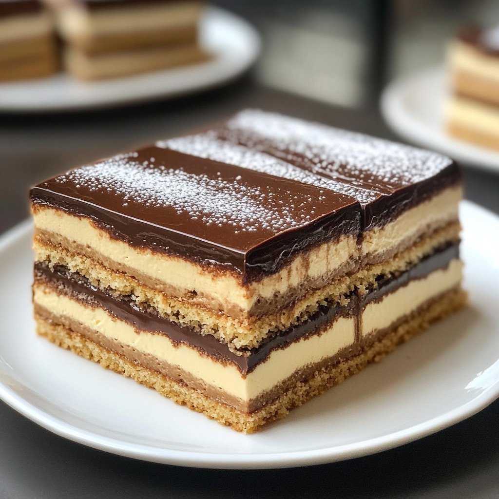 Opera Cake – A Luxurious French Dessert with Almond Sponge, Coffee Buttercream, and Chocolate Ganache