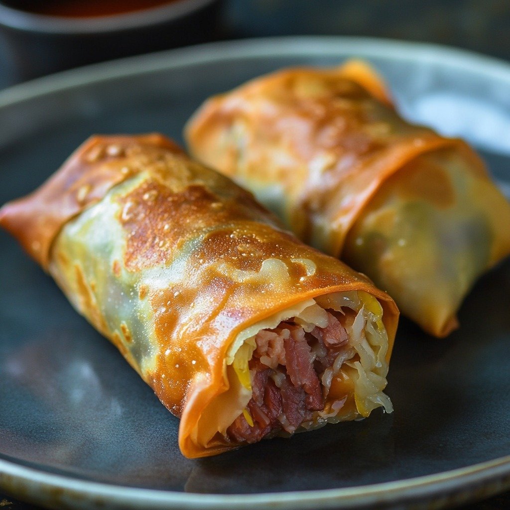 Savory Reuben Egg Rolls