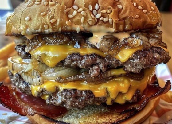 Ultimate Triple Cheeseburger with Caramelized Onions and Special Sauce prepared at home with simple ingredients and clear steps.