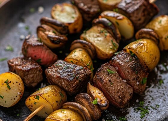 Grilled Steak Potato Mushroom Kabobs prepared at home with simple ingredients and clear steps.