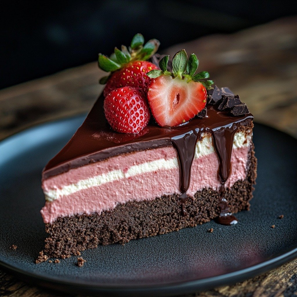 Decadent Chocolate Strawberry Cheesecake