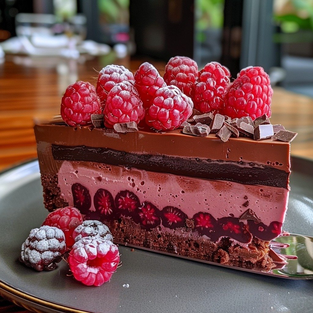 Heavenly Raspberry Chocolate Mousse Cake