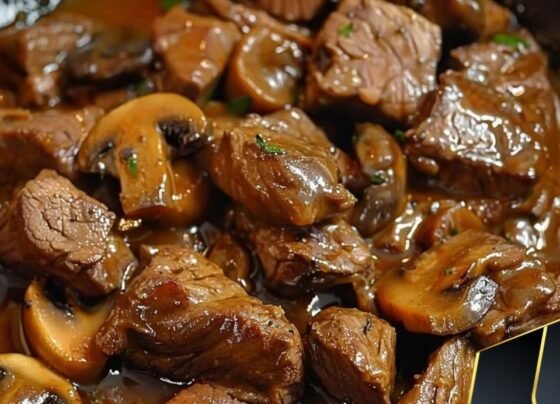Melt In Your Mouth Beef Tips with Mushroom Gravy prepared at home with simple ingredients and clear steps.