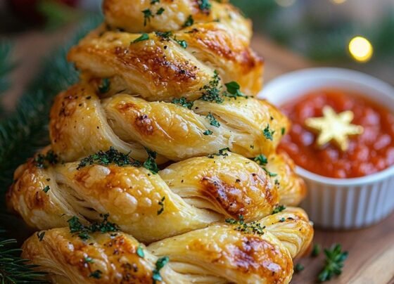 Christmas Tree Shaped Puff Pastry Cheese Straws Recipe prepared at home with simple ingredients and clear steps.