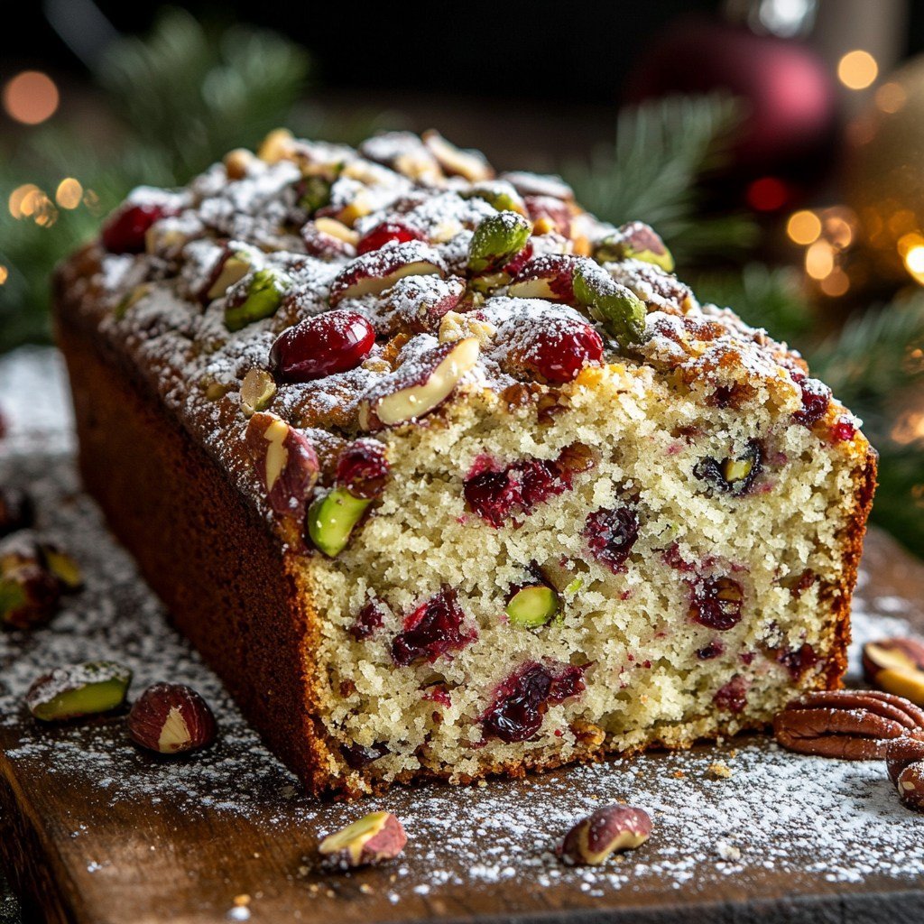 Holiday White Chocolate Cranberry Pecan Pistachio Bread