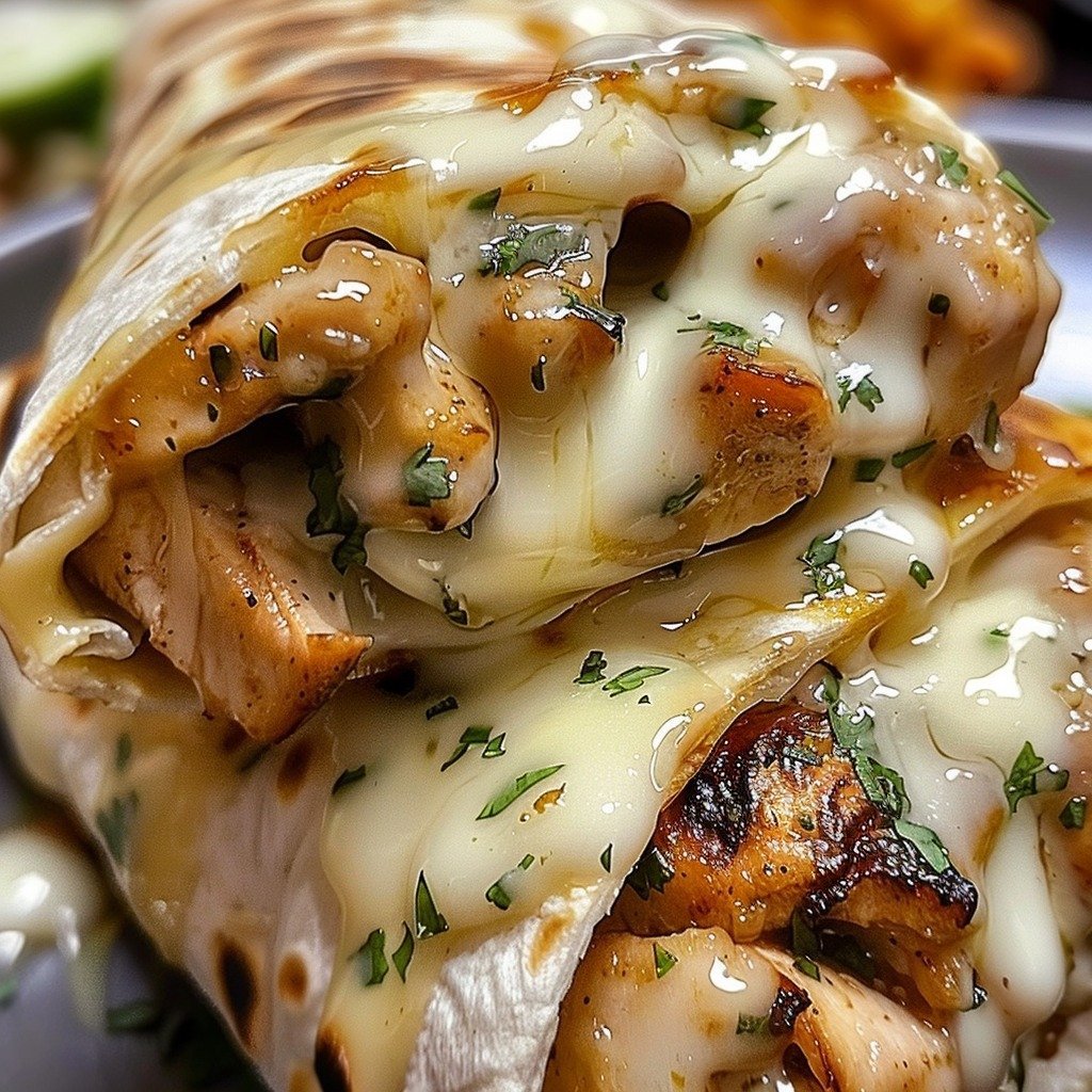 Cheesy Garlic Chicken Wraps