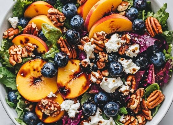 Blueberry Peach Feta Salad prepared at home with simple ingredients and clear steps.