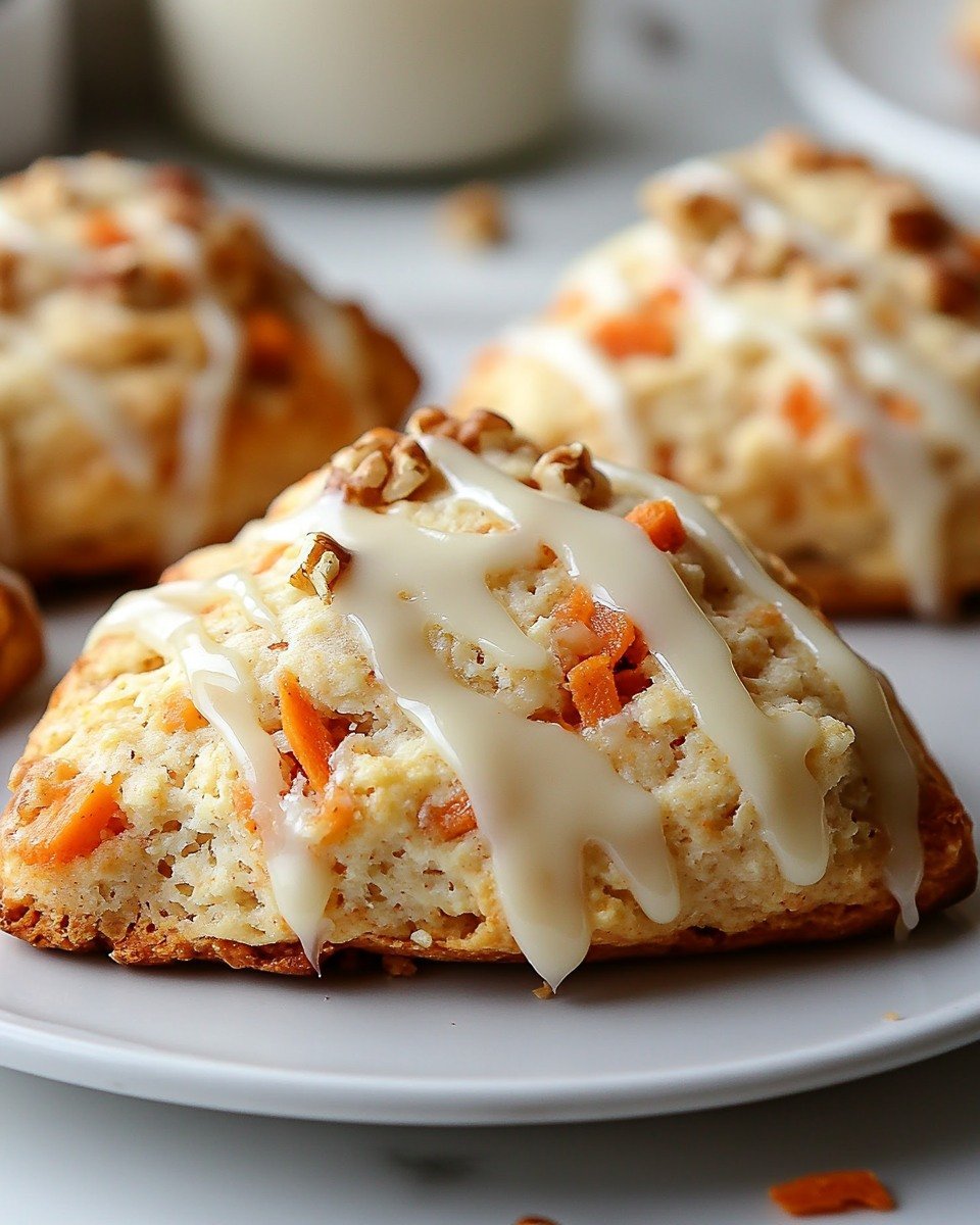 Carrot Cake Scones with Cream Cheese Glaze