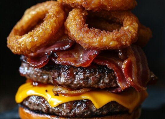 Smoky BBQ Bacon Cheeseburger with Crispy Onion Rings: Ultimate Flavor Packed Burger Recipe prepared at home with simple ingredients and clear steps.